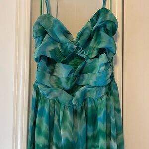Beivy Teal Maxi Dress with Ruffle Detail